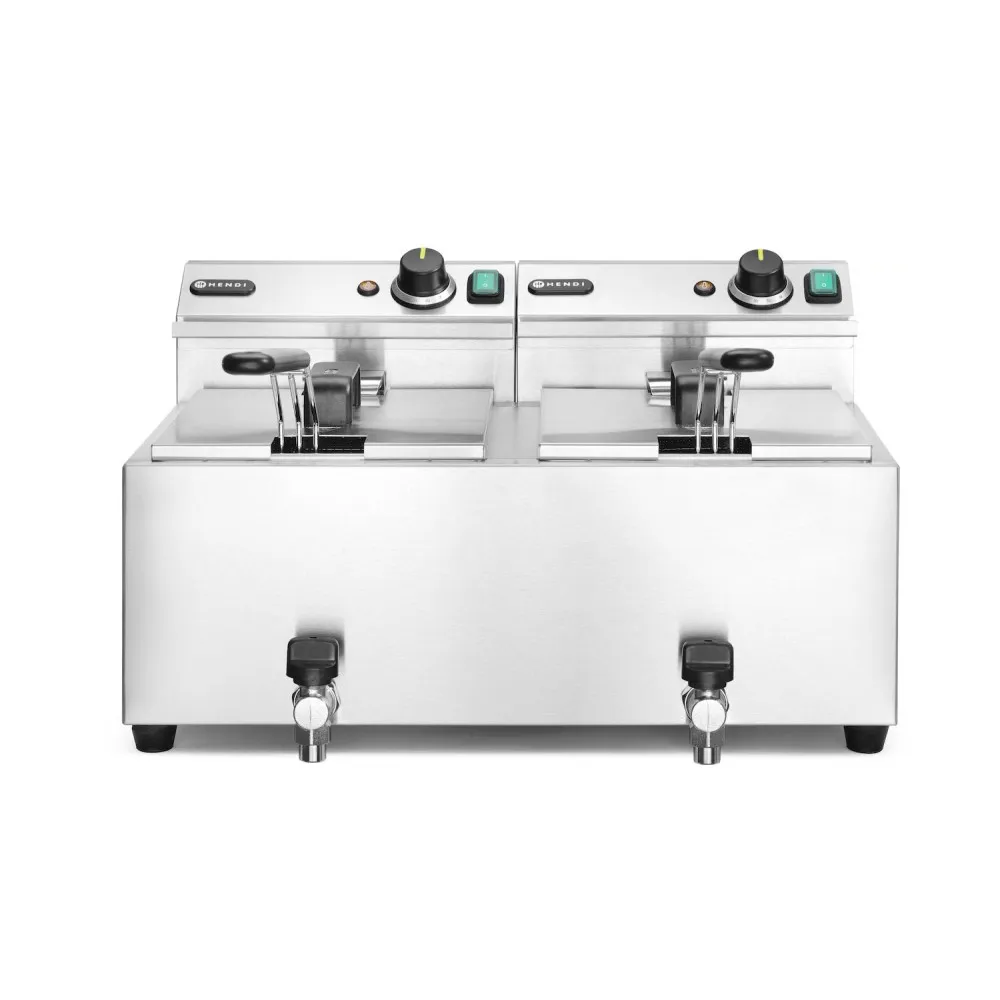 Friteuse manuelle Profi Line avec robinet de sortie, 2 x 8 l (N209301)