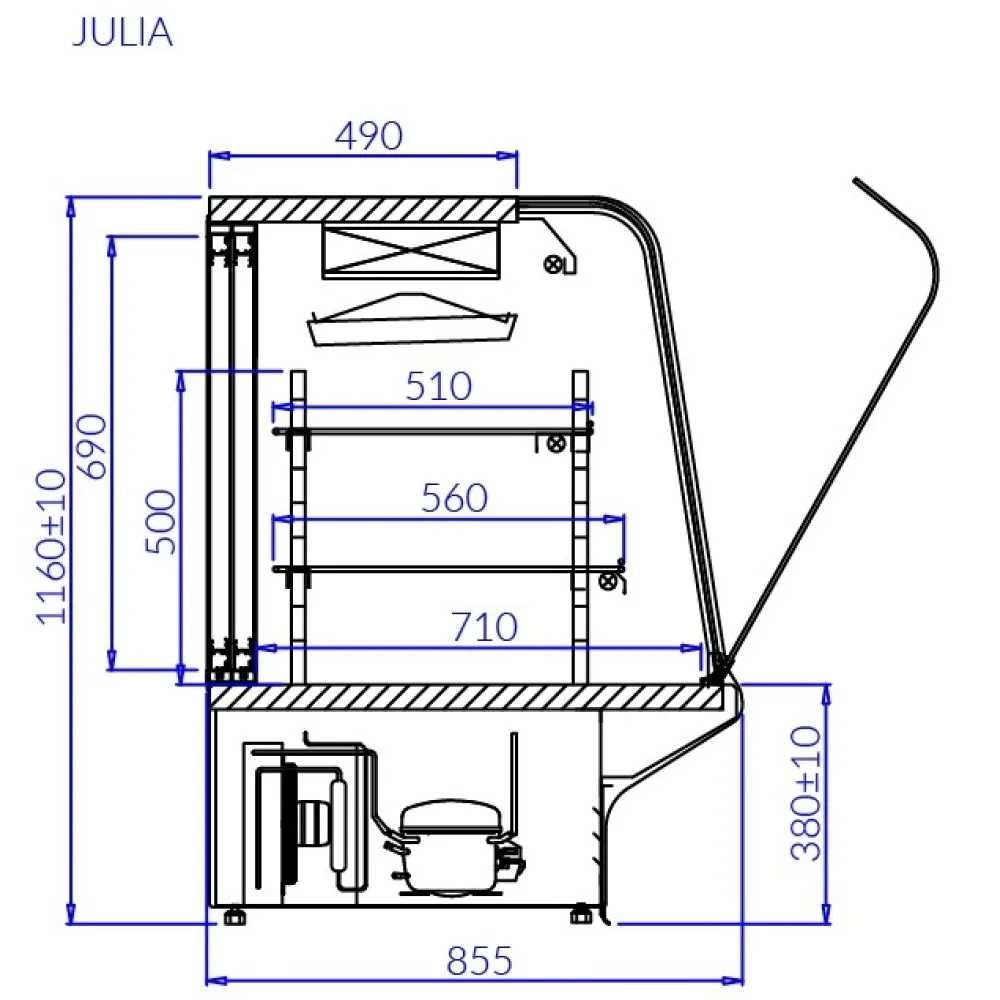 Vitrine froide JULIA 1290 mm (JU100)