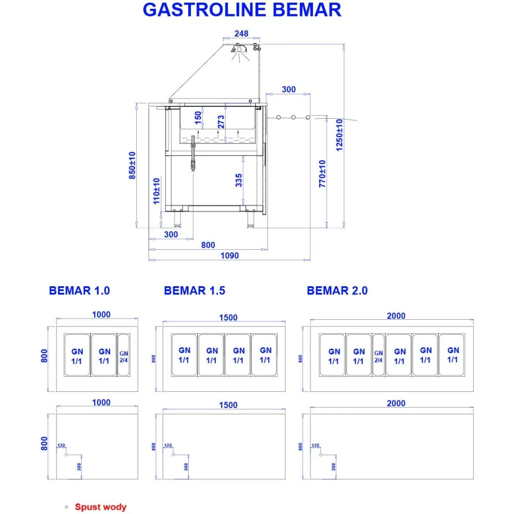 Hot showcase BEMAR G 2000 mm (GL101)