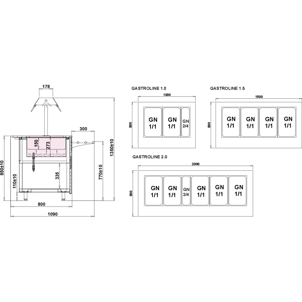 Hot showcase BEMAR OPEN 1000 mm (GL107/OP)