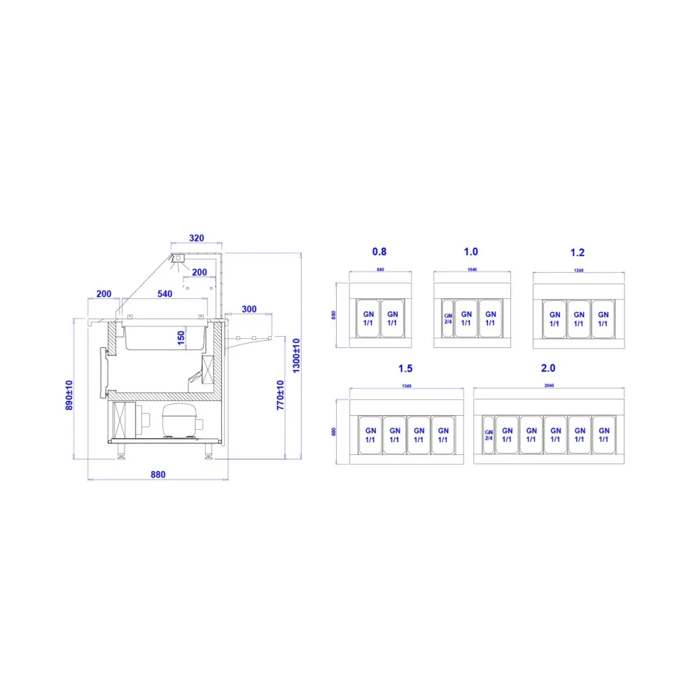 Bar à salade GASTROLINE PREMIUM 840mm (GLP100)