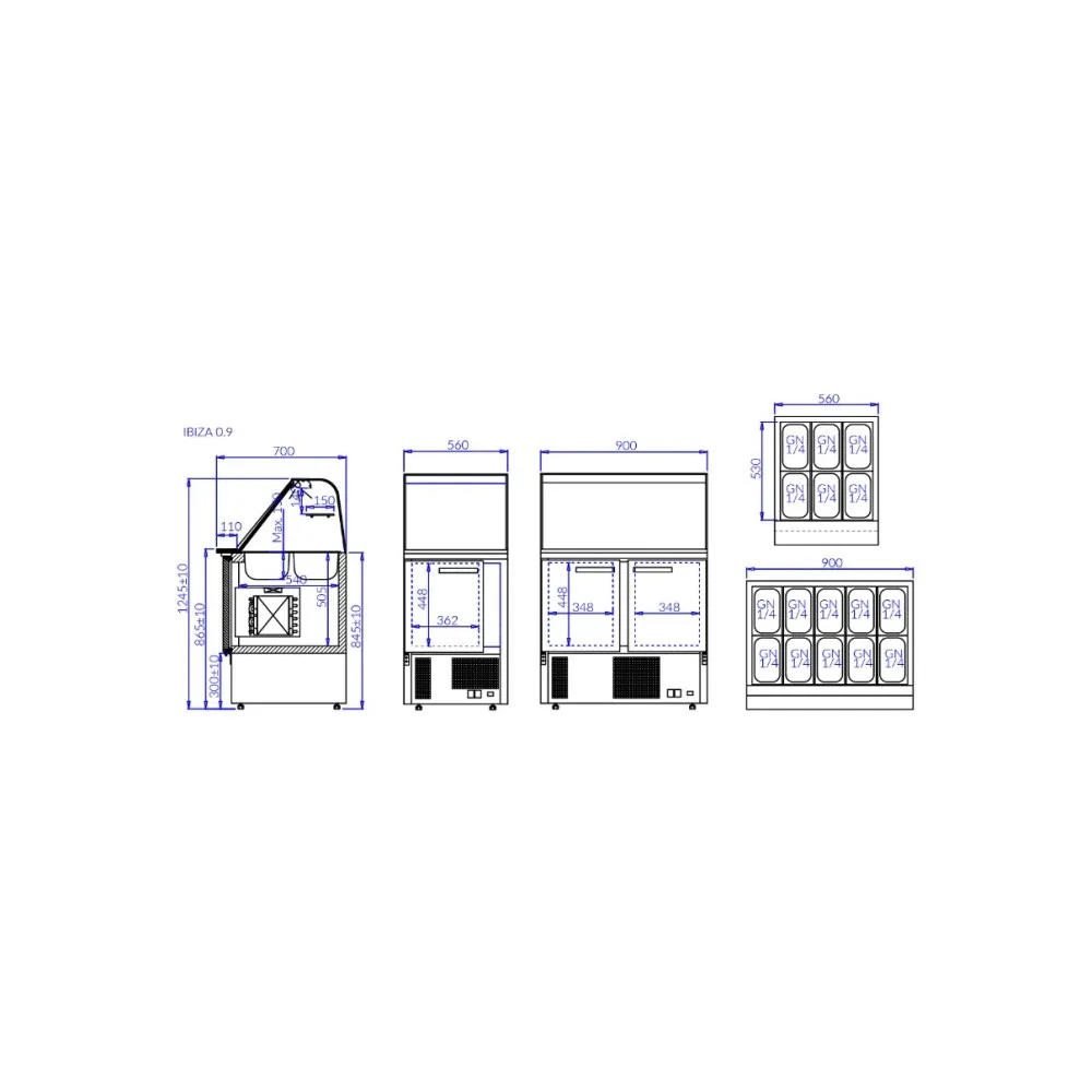 Bar à salade IBIZA 900 mm (IB01)