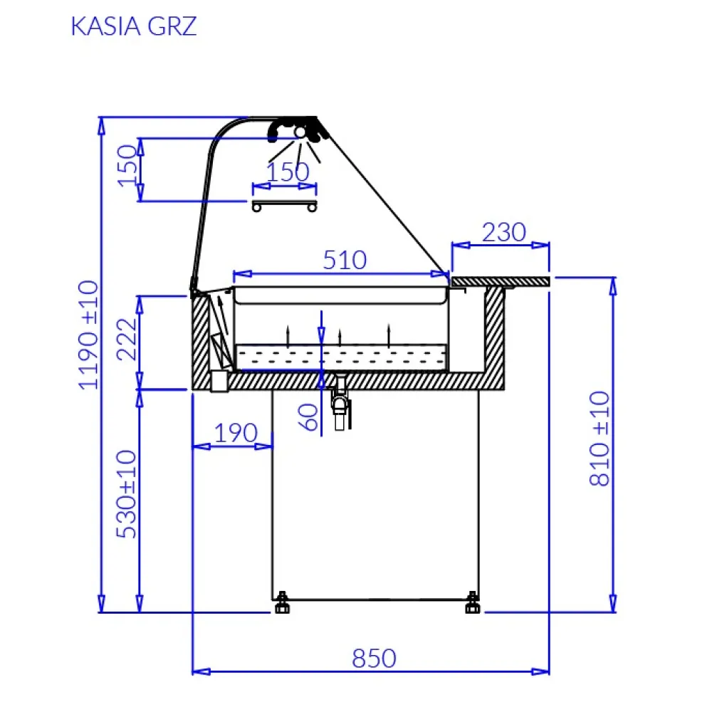 Hot showcase KASIA GRZ 1300 mm (KA101TGRZ)