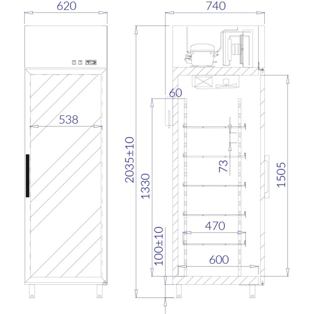 Refrigerator showcase EWA1 AG (EW100.1/AG)
