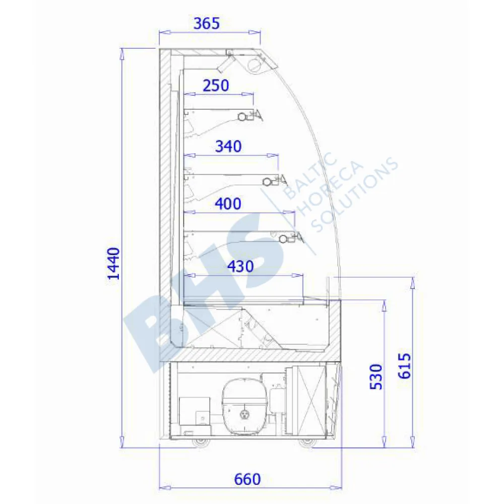 Vitrine de confiserie LUNA 600 mm (BL101.144)