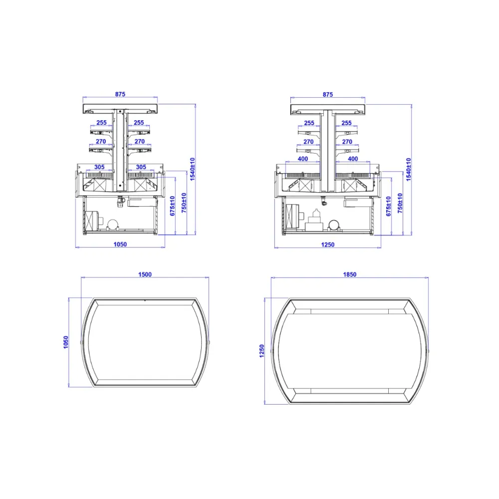 Vitrine - îlot FRESH ISLAND 1850 mm (FR185)