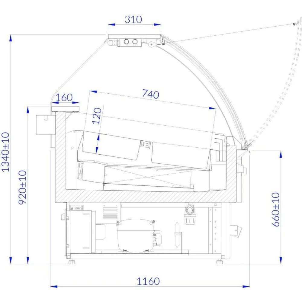 Vitrine à glaces ADRIA 1.25 (ADRIA-ICE1.25)