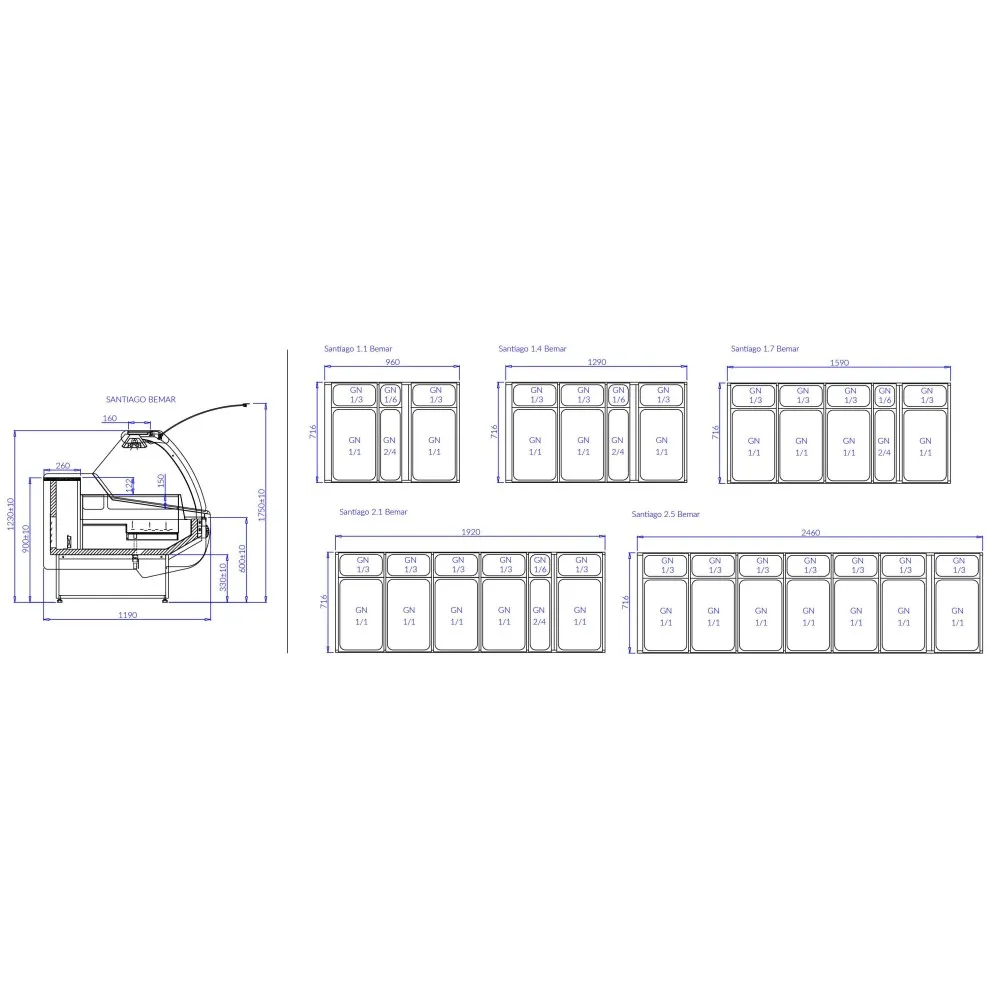 Hot showcase SANTIAGO 1040 mm (SA100B)