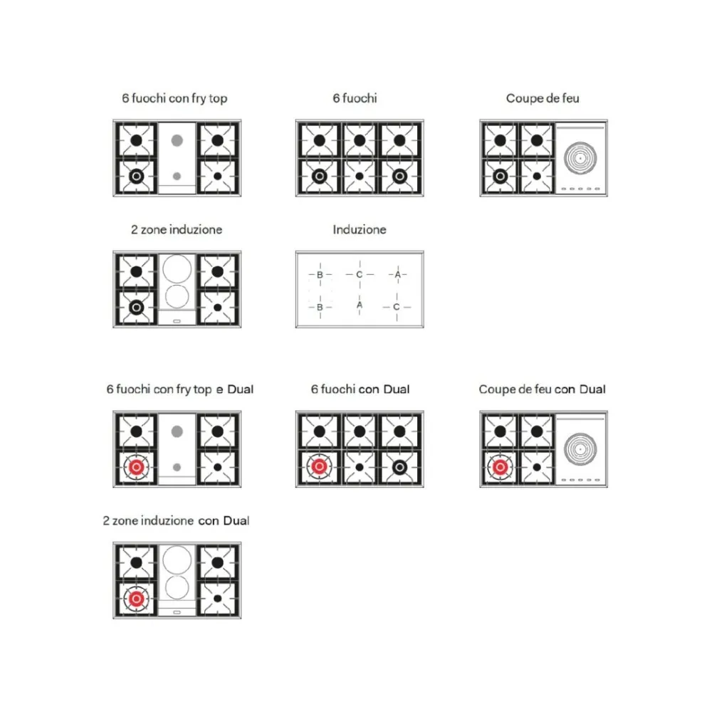 Cuisinière avec four 100 cm Nostalgie PD10INE3 4 feux + 2 induction