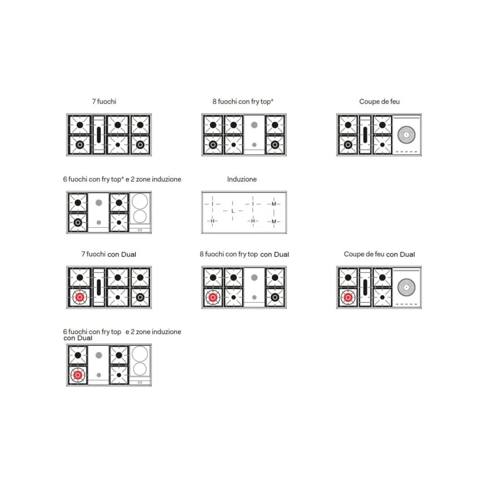 Cuisinière avec four Nostalgie P12FNE3 120 cm 8 feux avec plaque de cuisson