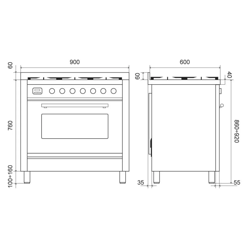 Cuisinière avec four Professional Plus 90 cm PI096WE3 induction
