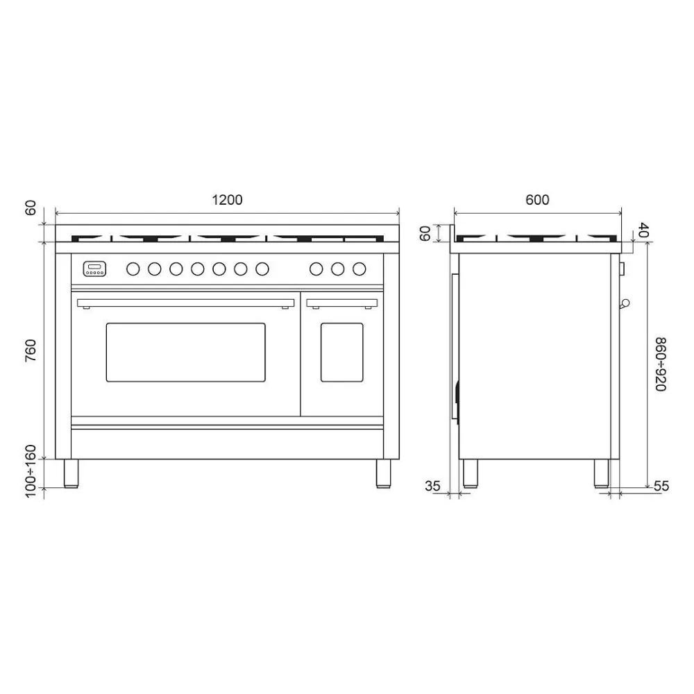 Cuisinière avec four Professional Plus 120 cm PI127WE3 induction