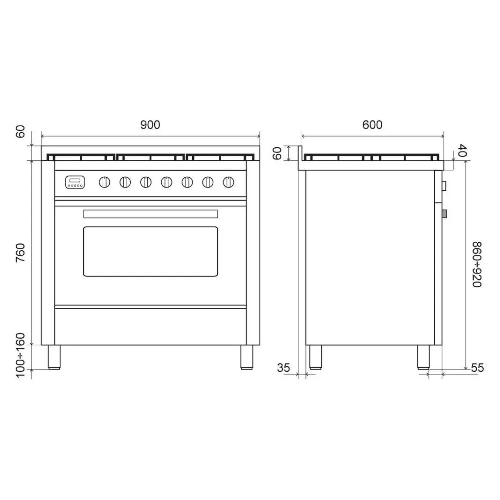 Cuisinière avec four Pro Line L096WM3 6 feux