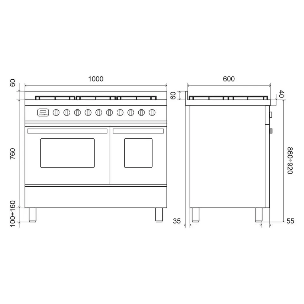 Cuisinière avec four Pro Line LD106WM3 100 cm 6 feux