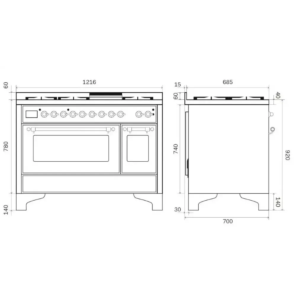 Cuisinière à induction Ilve MI127NE3 120 cm