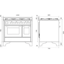 Ilve Majestic Milano MD10IDNE3 100 cm avec 4 feux gaz et induction deux zones