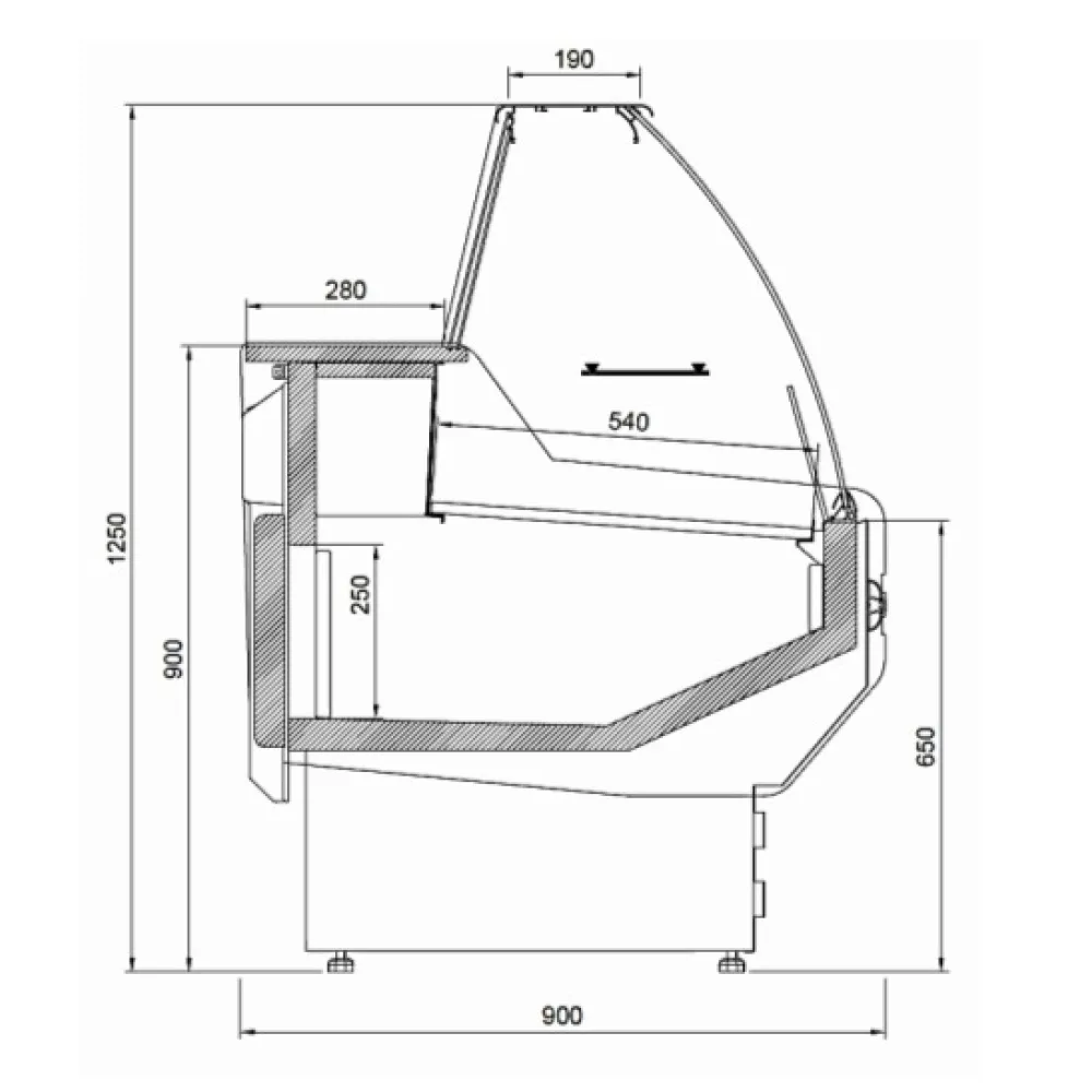 Showcase MODENA90 1330mm (L1-MD-G-125-90)