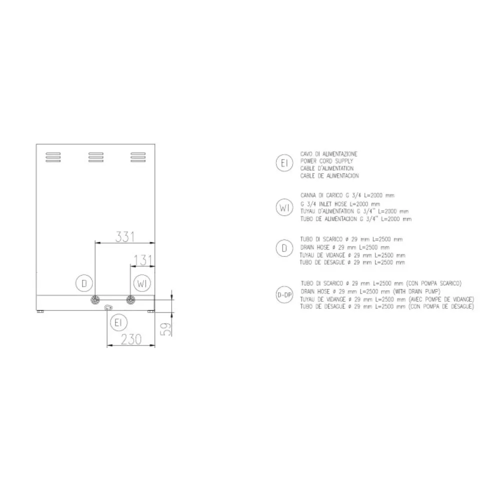 Lave-vaisselle, 500x500mm, FK 50 E PRS (FK50EPRS)