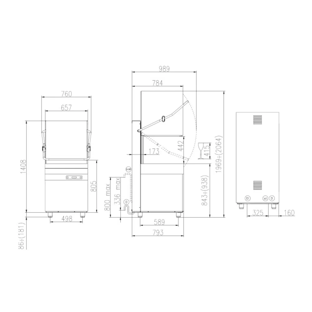 Lave-vaisselle à dôme, 500x500mm, HK 1200 E PRS (HK1200EPRS)