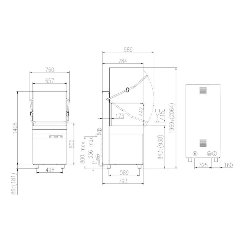 Lave-vaisselle à dôme, 500x500mm, HK 1200 E (HK1200E)