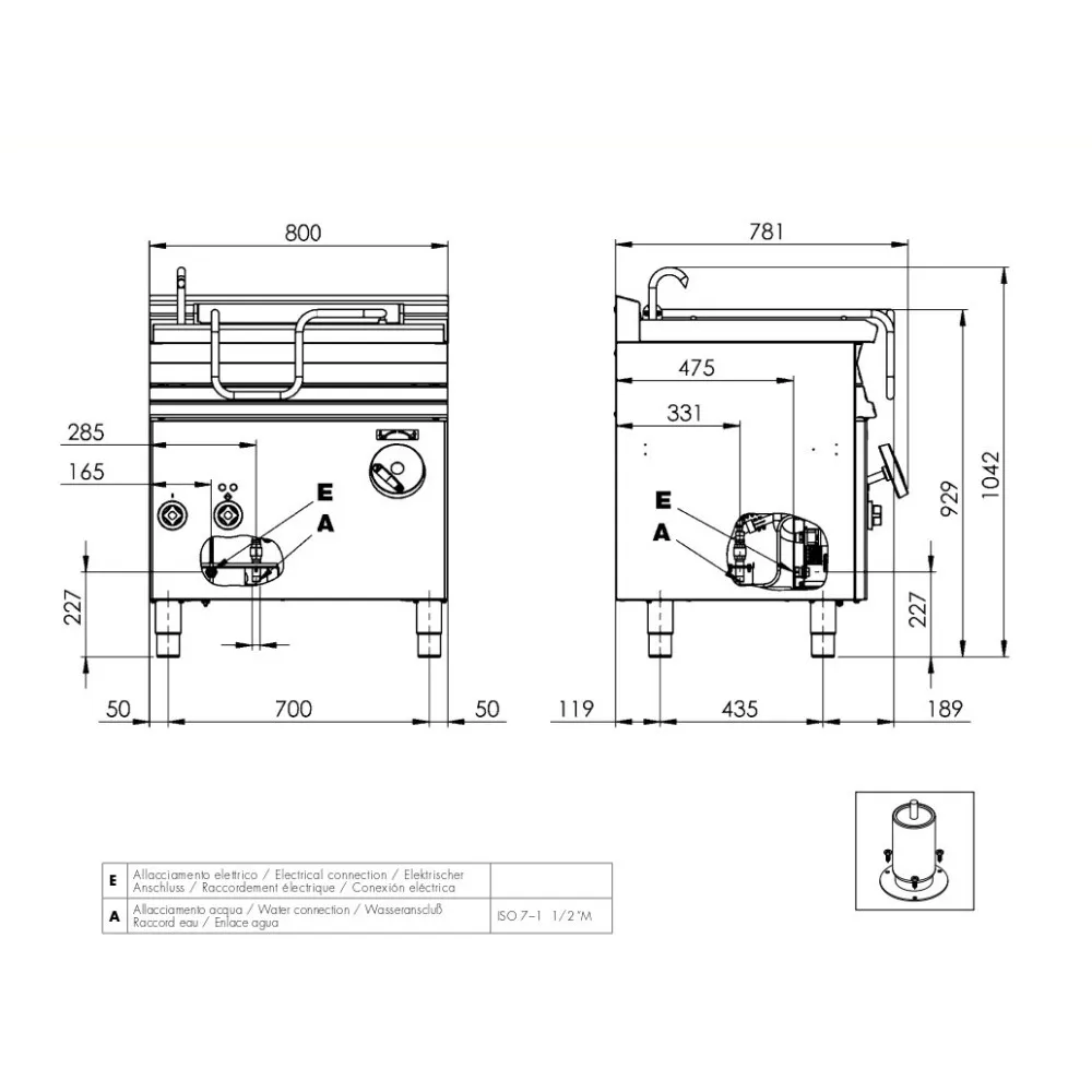 Braising pan with manual tilting  50l  BR50-78ETXF/I (08070835X)