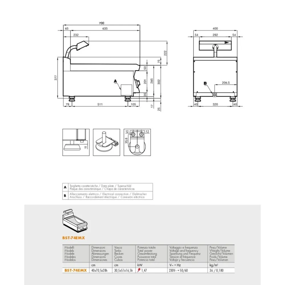 Poêle électrique monophasé  BST-74EMX (18040410X)