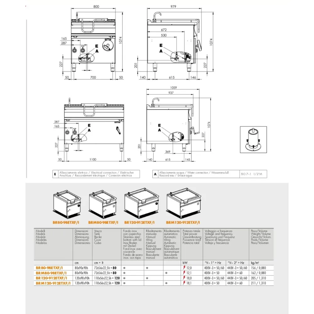 Braising pan with manual tilting  120 l  BR120-98ETXF/I (09071235X)