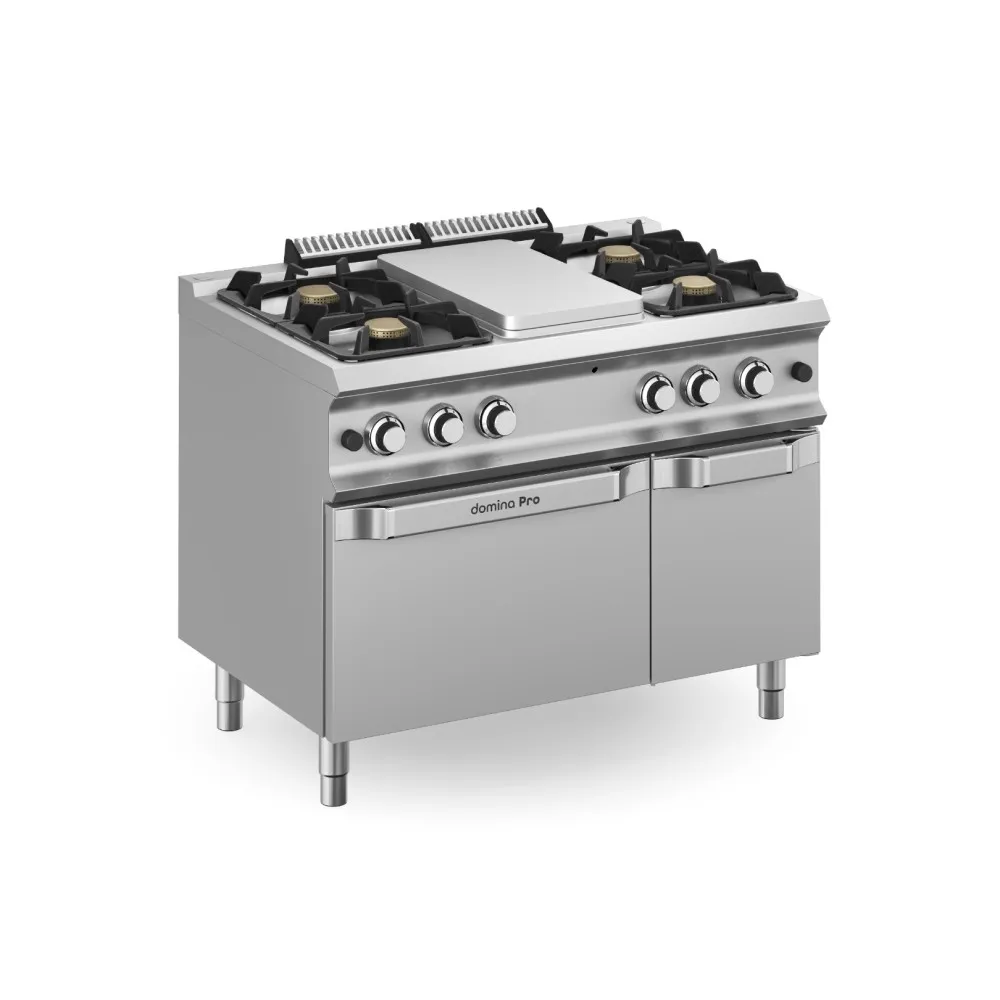 Gas stove 4 burners with central plate and gas oven DOMINA PRO 700 (FB711MFG4XL)