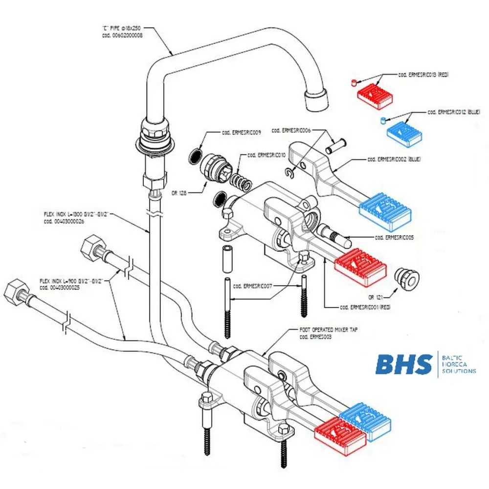 Robinet d'eau avec pédale S003K (ERMES003KIT)