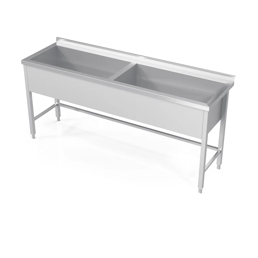 Table avec bac double en inox pour la plonge 1700 (BS2-PRA-170/60/90)