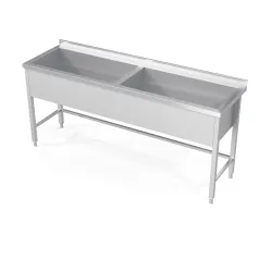 Table avec bac double en inox pour la plonge 1400