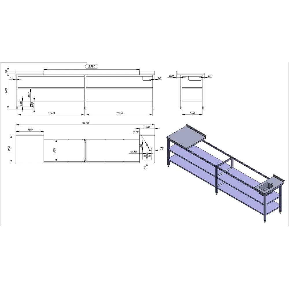 Table de cuisine  (ZJ20-1111.00.00 SB)