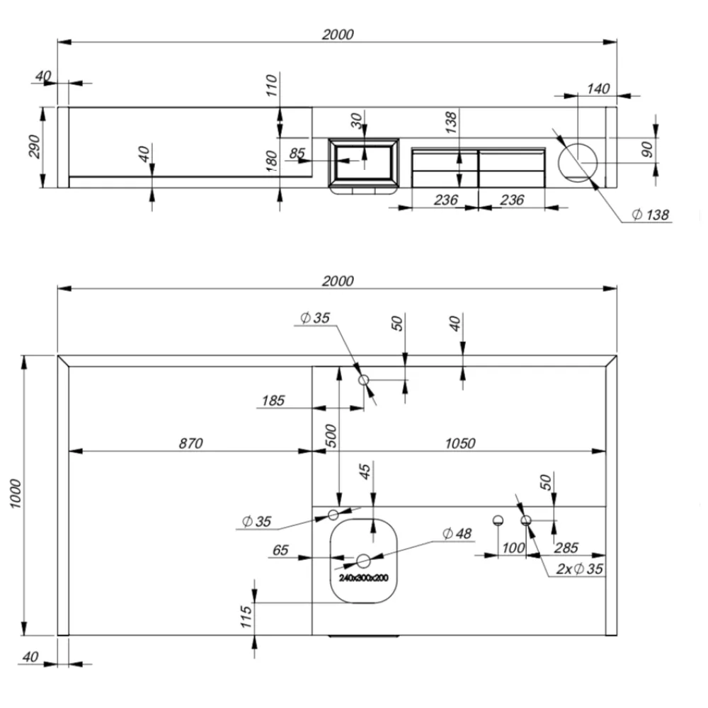 Projects - work surface with sink (PR-work-surface)