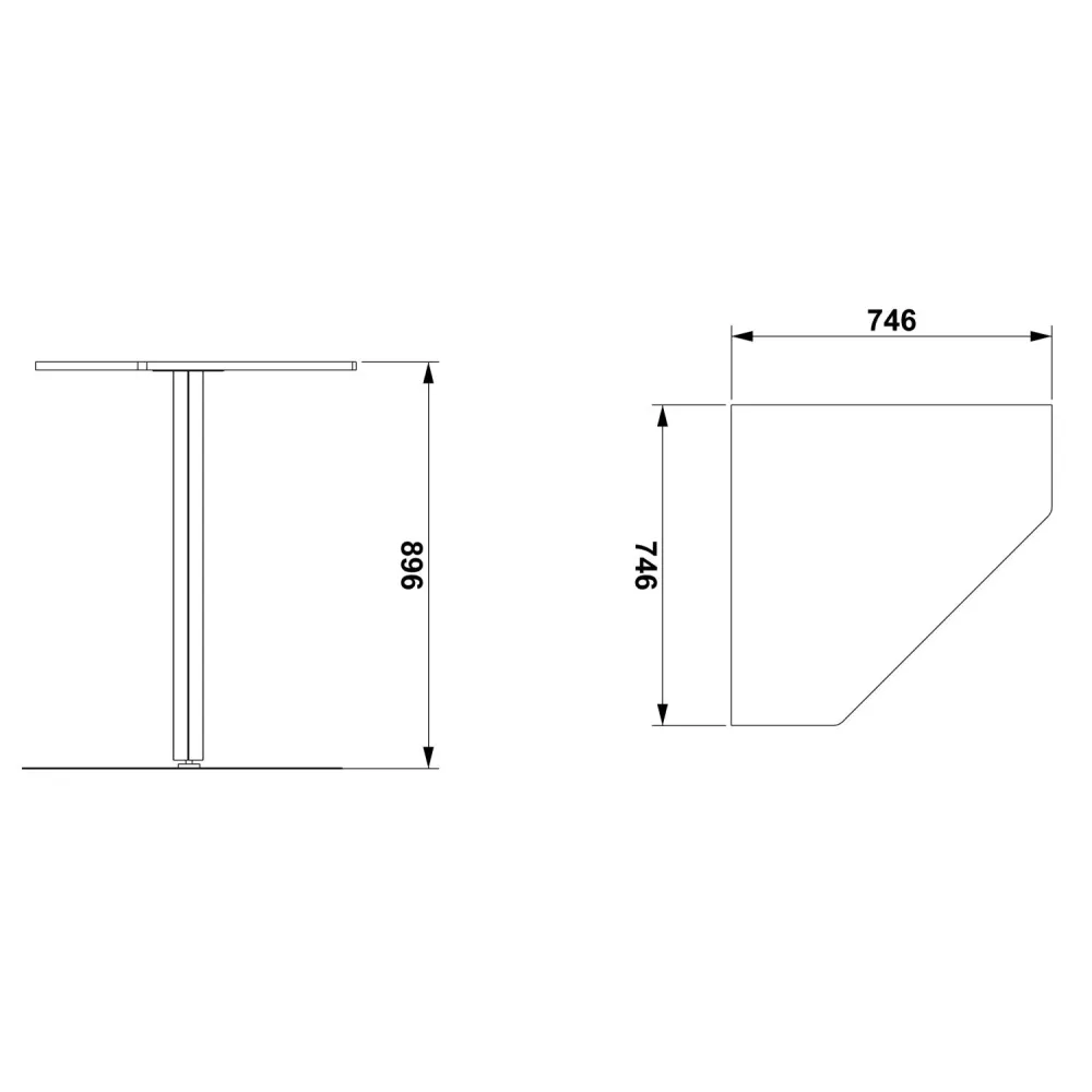 MODULE D'ANGLE 90° AVEC PIED ET ÉTAGÈRE SUPÉRIEURE EN BOIS ATHENA A 90-1 (01000ATHA/1)