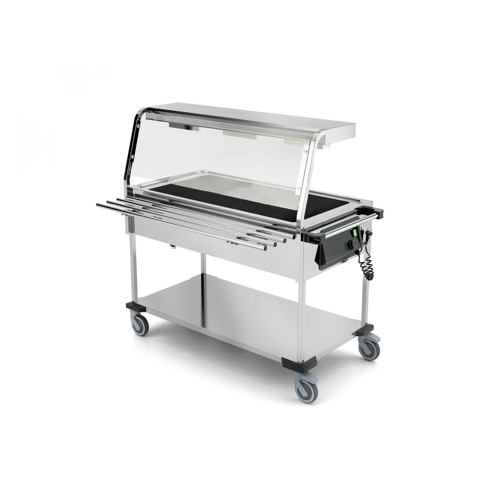 CHARIOT BAIN MARIE AVEC LAMPES HALOGÈNES COMPASS 3 HALO (02000COMP3BM/H)