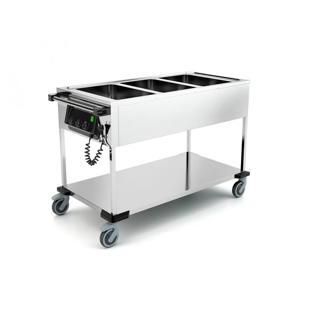 CHARIOT BAIN-MARIE EN ACIER INOXYDABLE COMPASS 3 SEP (02000COMP3VSBM)