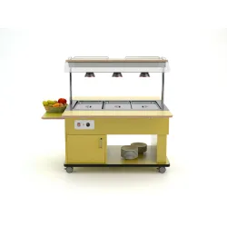 BUFFET CHAUFFANT BAIN MARIE AVEC LAMPES INFRAROUGES HAPPY 3 BM/INFRA