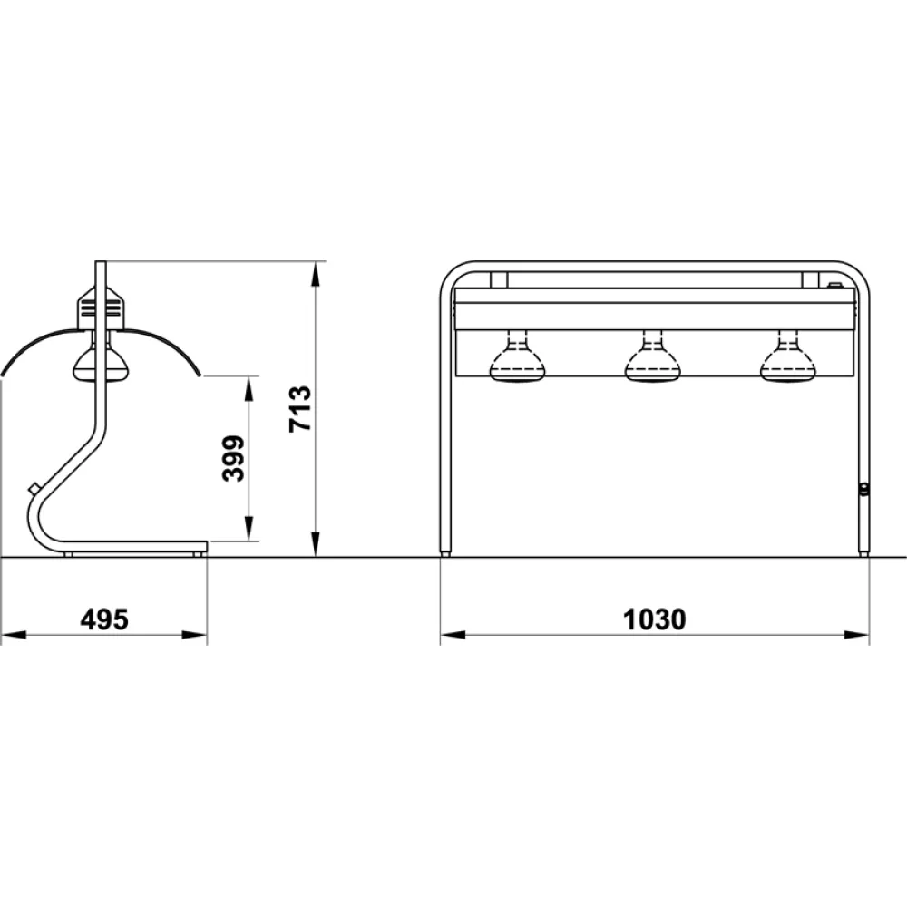 CADRE AUTOPORTANT AVEC LAMPES INFRAROUGES INFRA 3/1 AL (03600AL3REDIN)