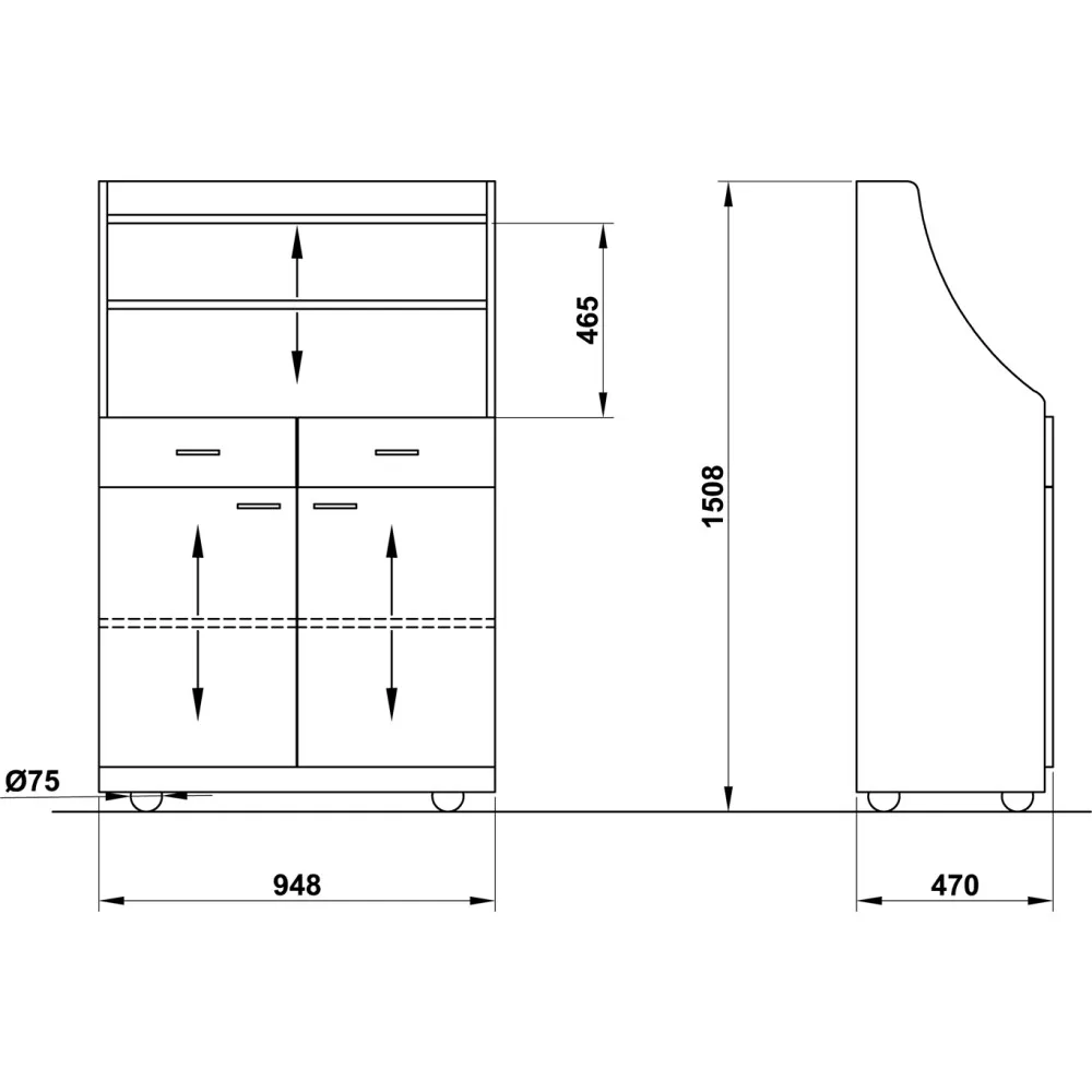 POSTE DE SERVEURS SUR ROULETTES PERSEO A2 (01500PER/A2LE)