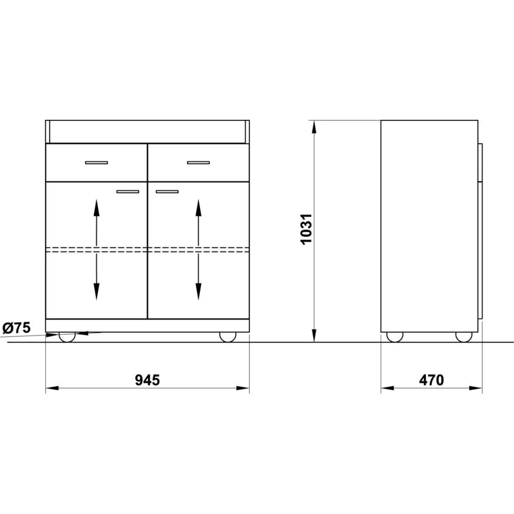 POSTE DE SERVEURS SUR ROULETTES PERSEO B2 (01500PER-B2LE)