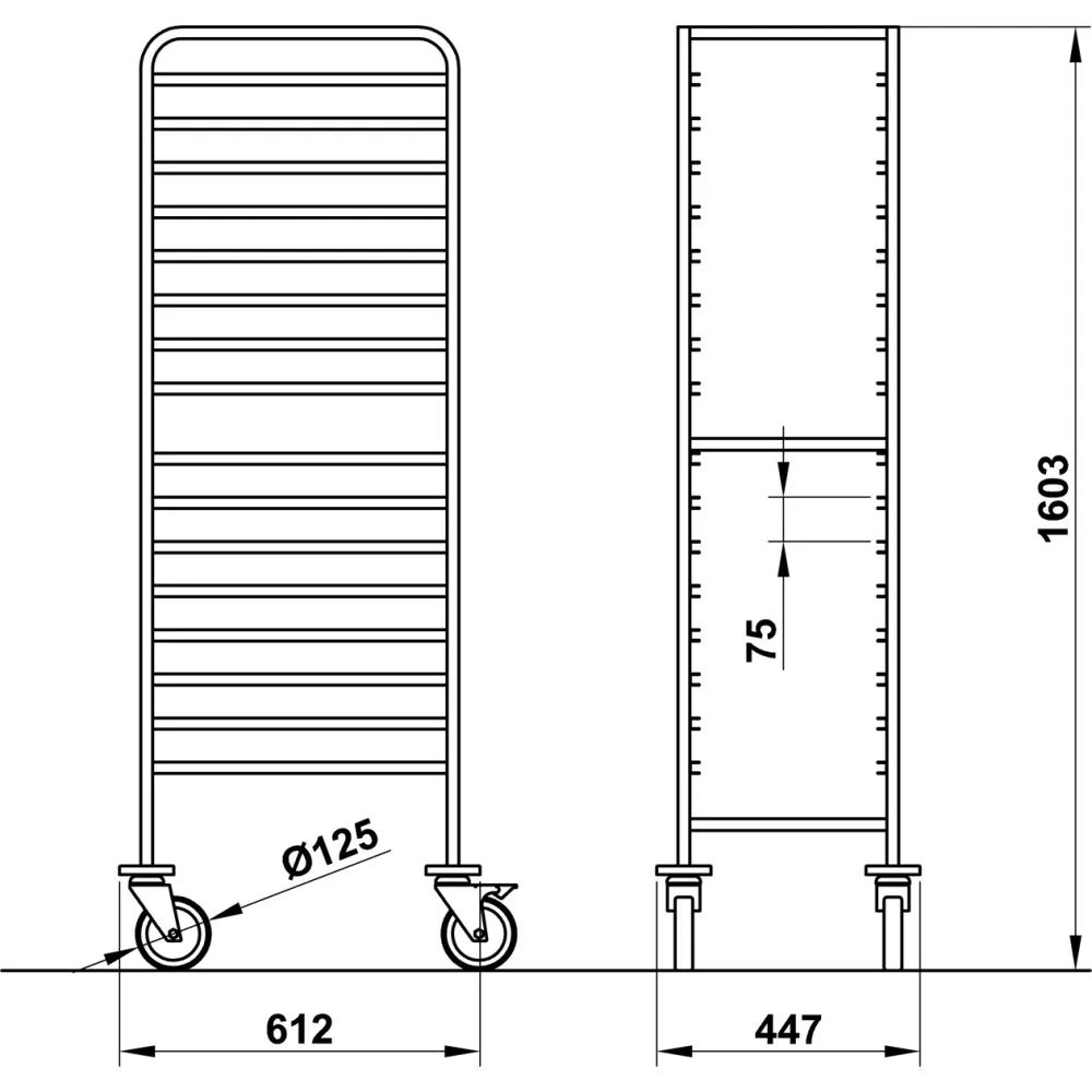 CHARIOT POUR PLATEAUX VEGA GN1/1 C16 (039001/1C16IN)