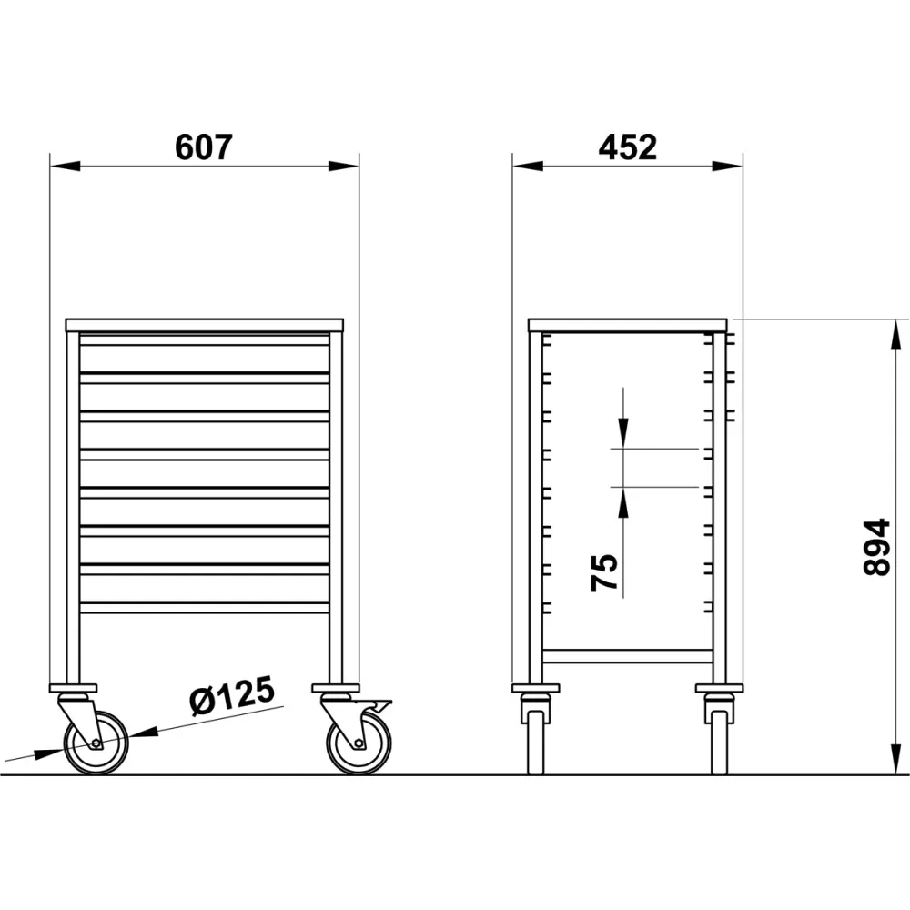 CHARIOT POUR PLATEAUX VEGA GN1/1 C8 (039001/1C08IN)