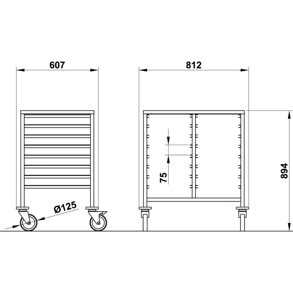CHARIOT POUR PLATEAUX VEGA GN1/1 C8+8 (039001/1C8+8IN)