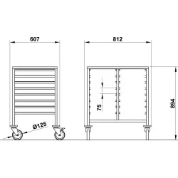 CHARIOT POUR PLATEAUX VEGA GN1/1 C8+8