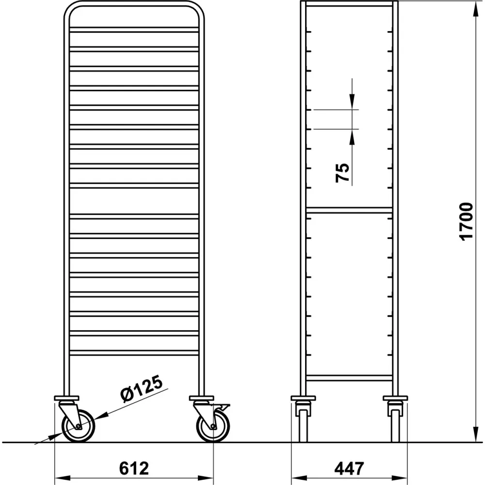 CHARIOT POUR PLATEAUX VEGA GN1/1 L18 (039001/1L18IN)