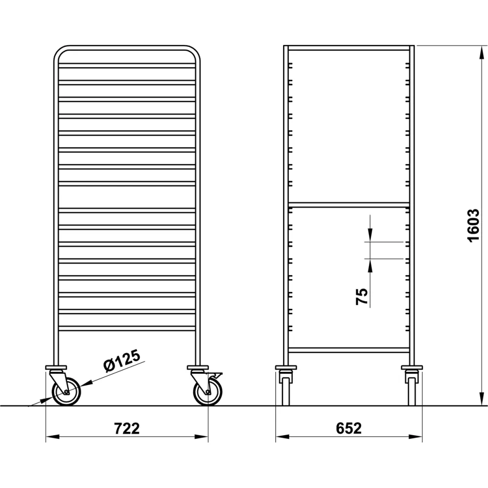 CHARIOT POUR PLATEAUX VEGA GN2/1 C16 (039002/1C16IN)