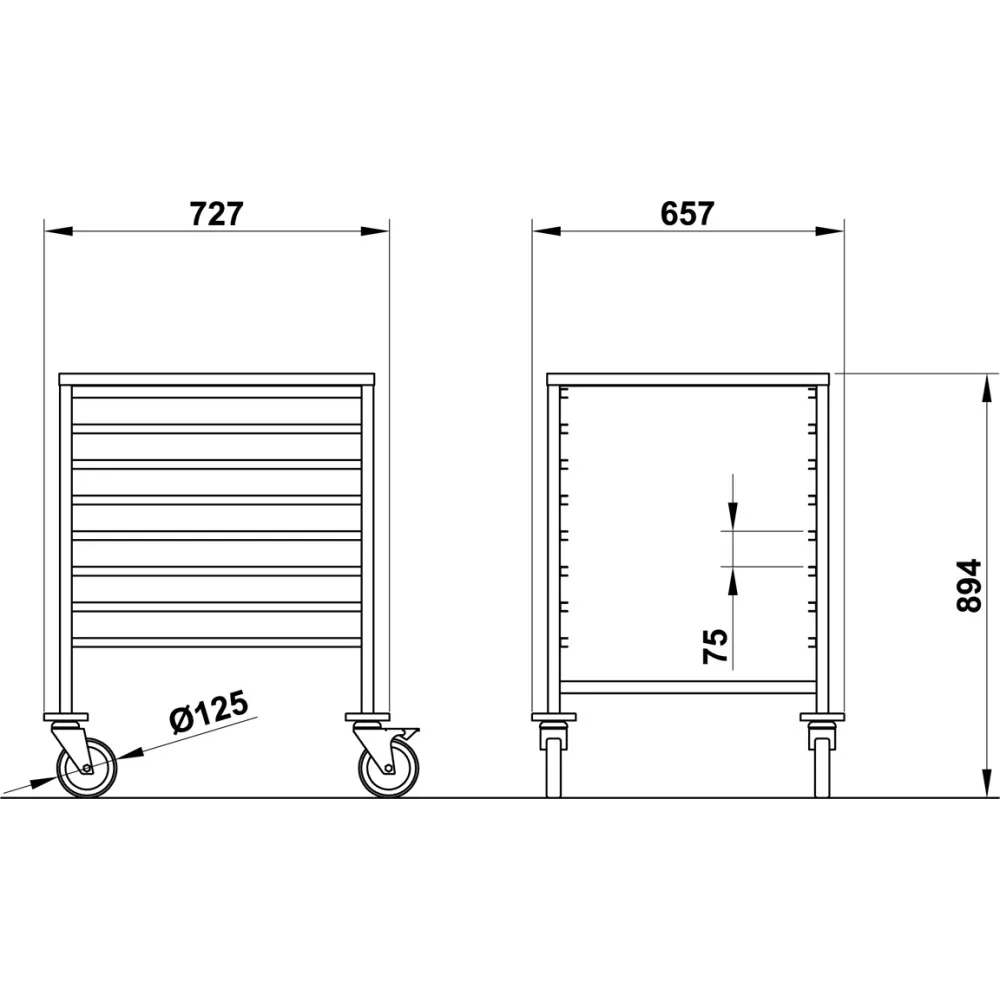 CHARIOT POUR PLATEAUX VEGA GN2/1 C8 (039002/1C08IN)