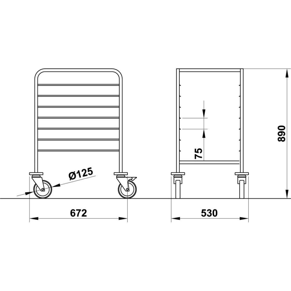 CHARIOT POUR ARMOIRE ET PANIERS VEGA 60x40 L8 (03900TE/L08IN)