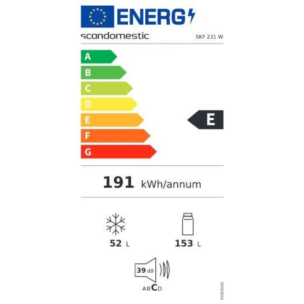 Réfrigérateur combiné 153 L + 52 L SKF 231 W (01030231W10000)