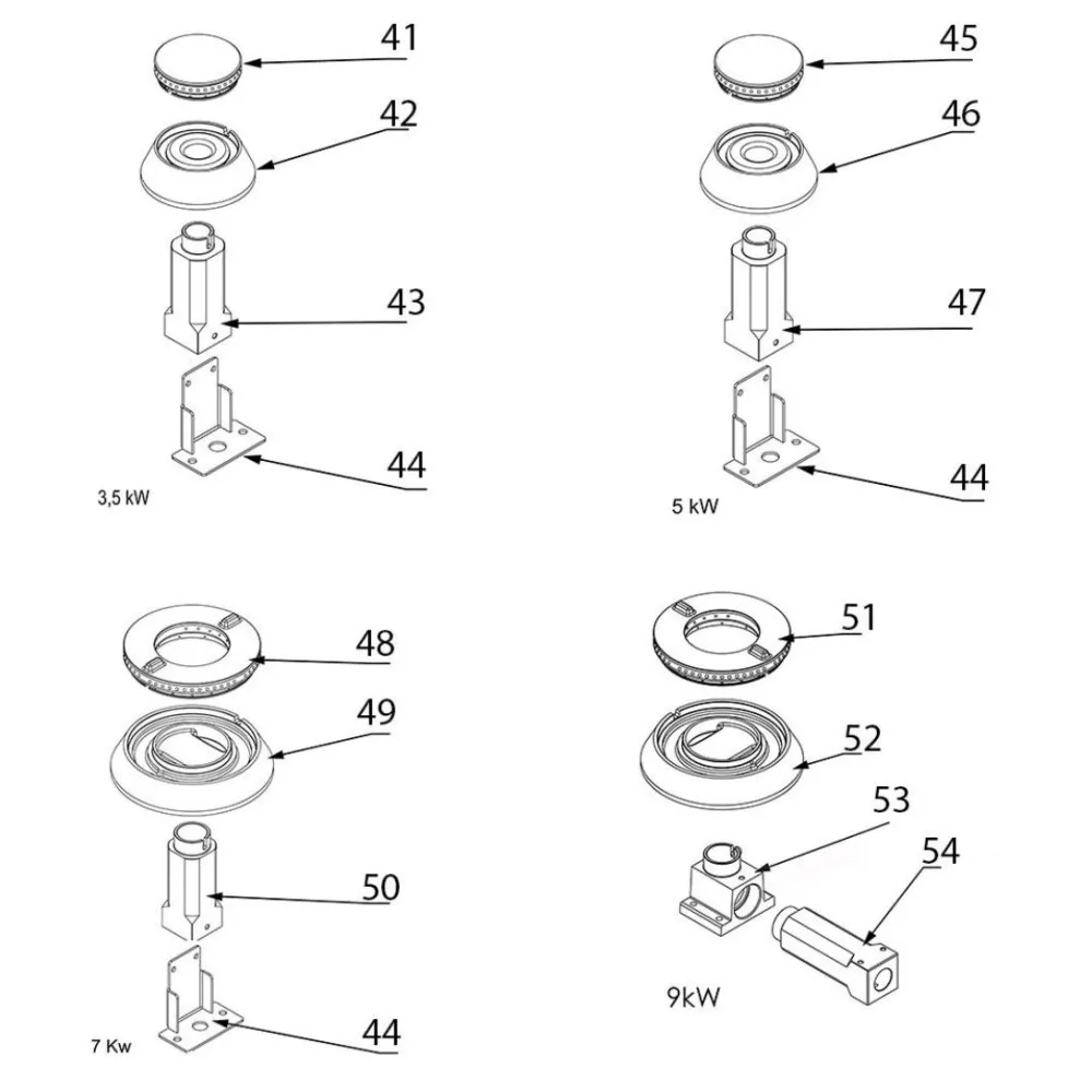 DESSIN TECHNIQUE DES PIÈCES DE RECHANGE POUR POÊLE À GAZ (C000006)